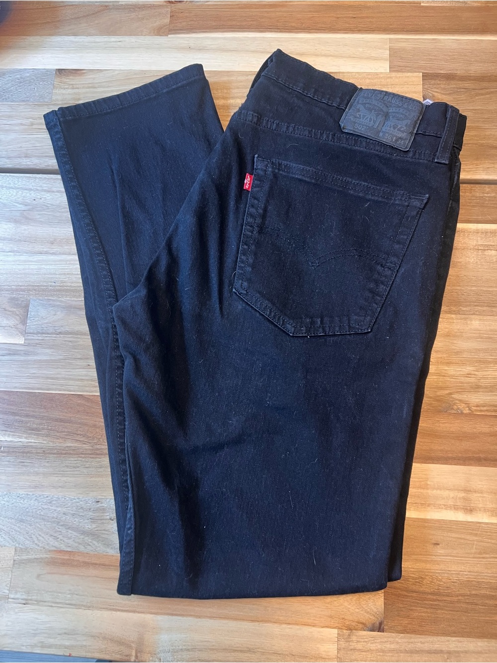Levi's 502 Black Slim Straight Men's Jeans size 36W 34L